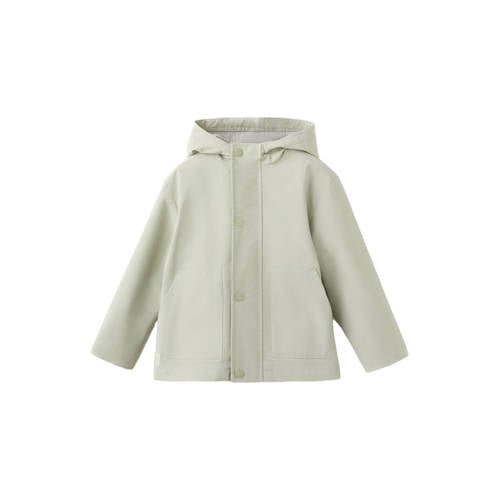 Mango Kids tussenjas lichtgroen Jongens Polyester Capuchon Effen - maat 80 afbeelding