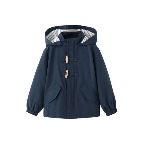 Mango Kids tussenjas donkerblauw Jongens Polyamide Capuchon Effen - maat 98 afbeelding