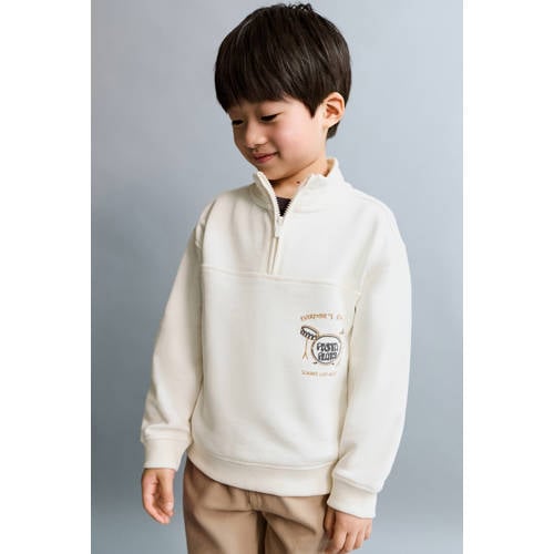 Mango Kids sweater met backprint ecru Backprint