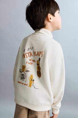 sweater met backprint ecru