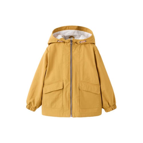 Mango Kids tussenjas geel Jongens Polyamide Capuchon Effen - maat 86 afbeelding