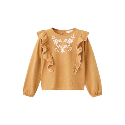 Mango Kids gebloemde sweater geel Trui Meisjes Ronde hals Bloemen - maat 86 afbeelding