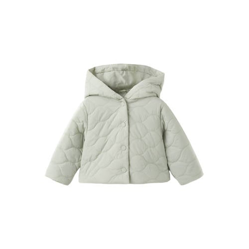 Mango Kids tussenjas lichtgroen Jongens Polyamide Capuchon Effen - maat 98 afbeelding