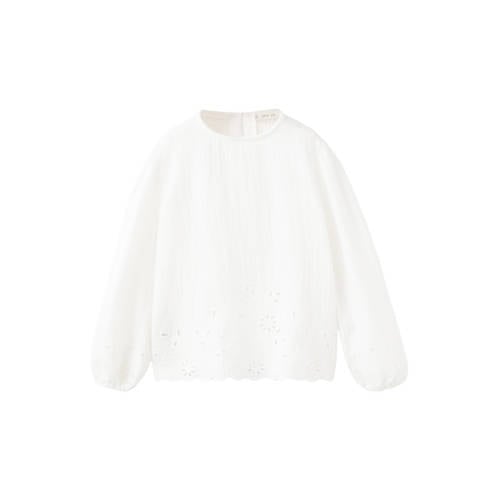 Mango Kids blousetop wit Meisjes Katoen Ronde hals Effen - maat 116 afbeelding