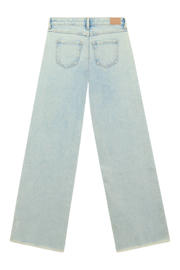 thumbnail: Light blue denim meisjes Shoeby high waist wide leg jeans van denim met rits- en knoopsluiting en effen