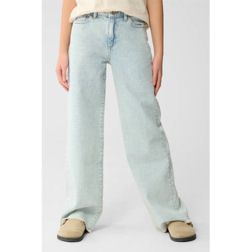 Shoeby high waist wide leg jeans light blue denim Blauw Effen