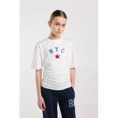 America Today T-shirt wit Meisjes Stretchkatoen Ronde hals Tekst - maat 134/140 afbeelding