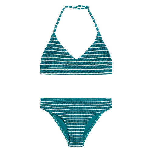 America Today triangel bikini gestreept groen/wit Meisjes Polyester Streep