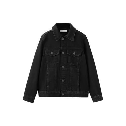 Mango Kids denim spijkerjas black denim Zwart Effen