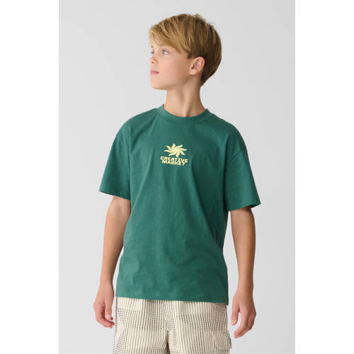 Shoeby T-shirt met backprint donkergroen Jongens Katoen Ronde hals Backprint - maat 158/164 afbeelding