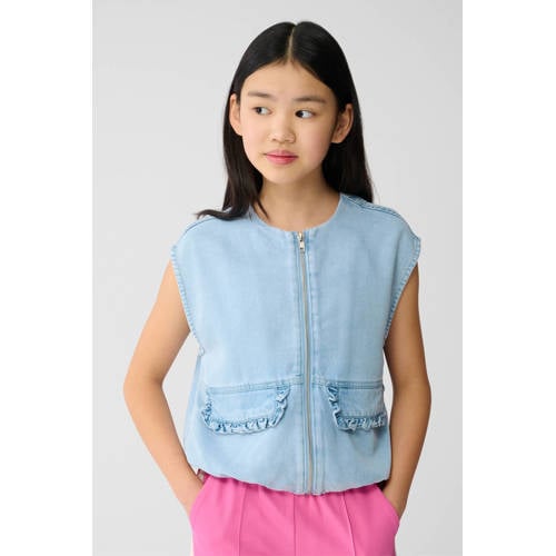 Shoeby gilet light blue denim Blauw Meisjes Lyocell Ronde hals Effen - maat 158/164 afbeelding