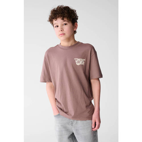 Shoeby T-shirt met backprint bruin Meisjes Katoen Ronde hals Backprint - maat 170/176 afbeelding