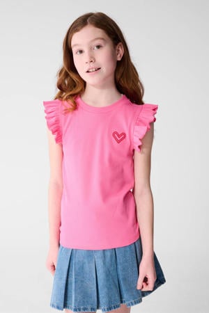 T-shirt roze rib gebreid