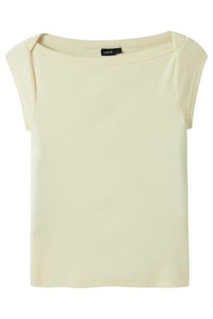 T-shirt met textuur lichtgeel