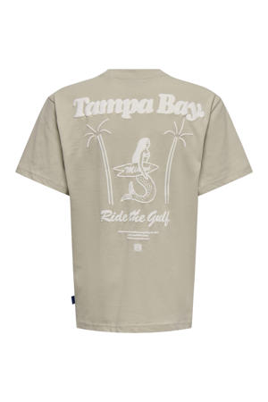 T-shirt met backprint grijsgroen