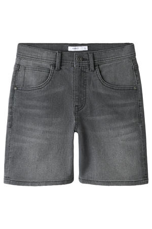 straight regular waist short grey denim