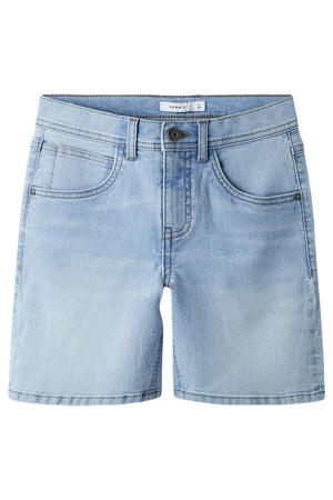 straight regular waist short light blue denim