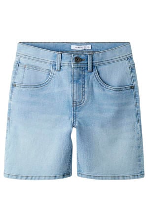 straight regular waist short light blue denim