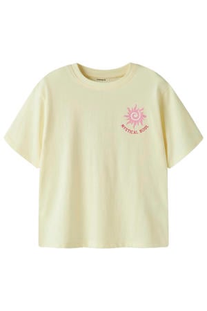 T-shirt met backprint lichtgeel