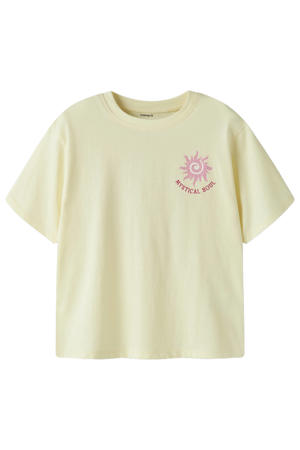 T-shirt met backprint lichtgeel