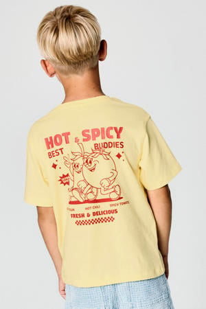 T-shirt met backprint geel