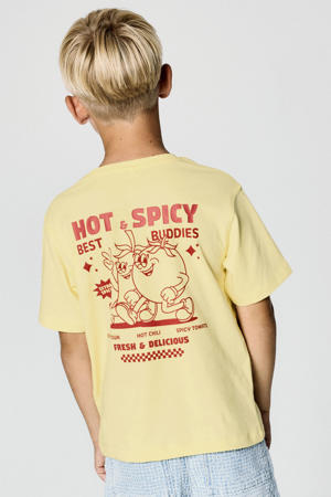 T-shirt met backprint geel