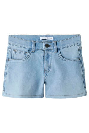 wide leg short light blue denim