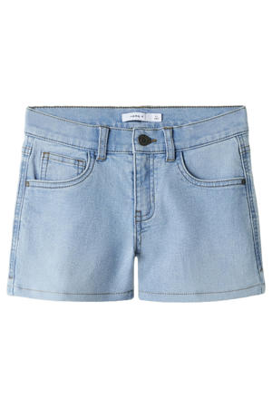 wide leg short light blue denim