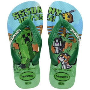 Minecraft teenslippers groen/blauw