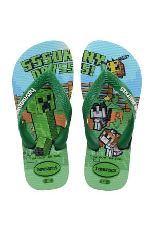 Minecraft teenslippers groen/blauw