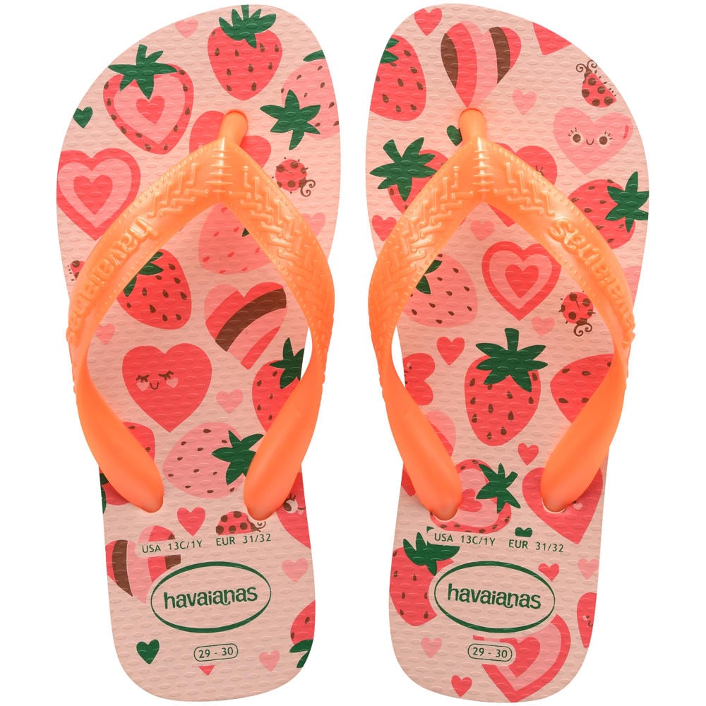 Oranje en roze meisjes Havaianas teenslippers van 100% rubber
