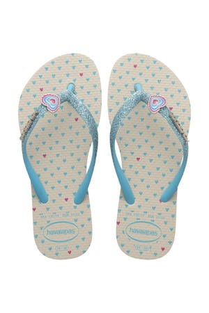 teenslippers blauw/wit