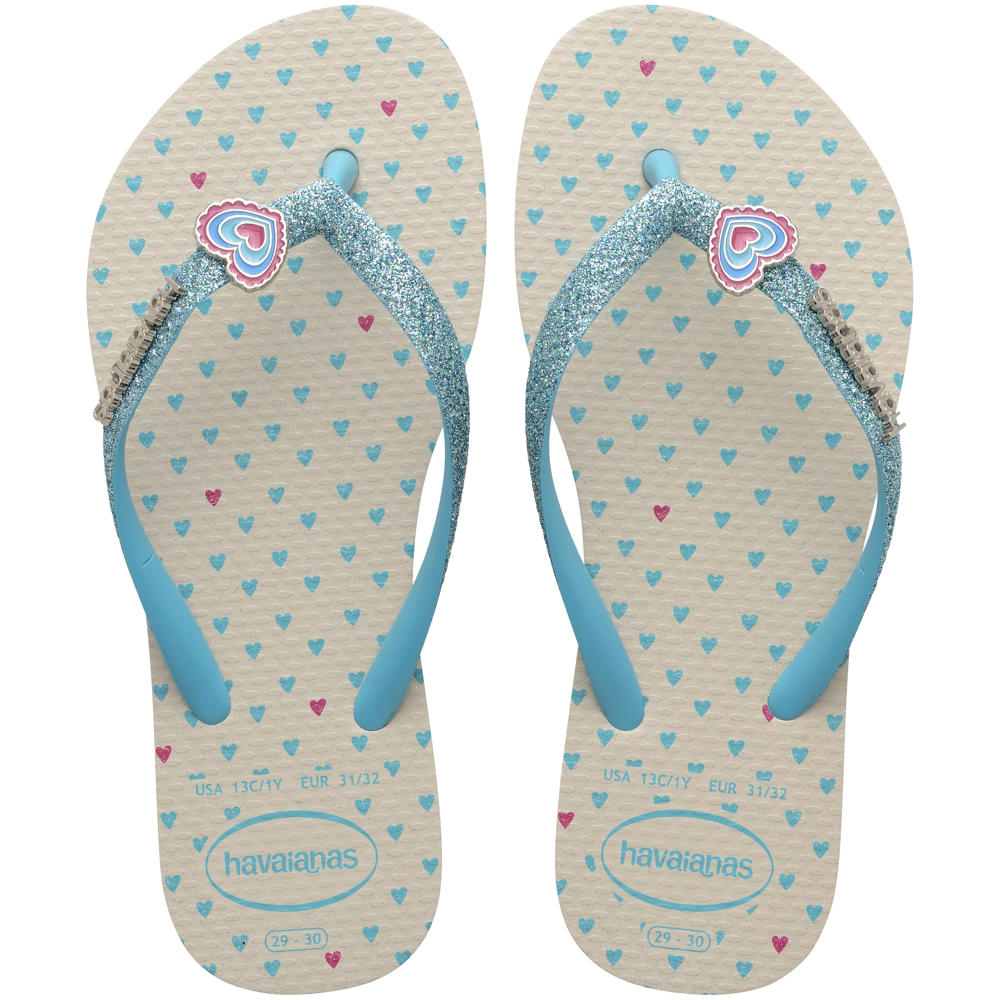 Blauw en witte meisjes Havaianas teenslippers van 100% rubber