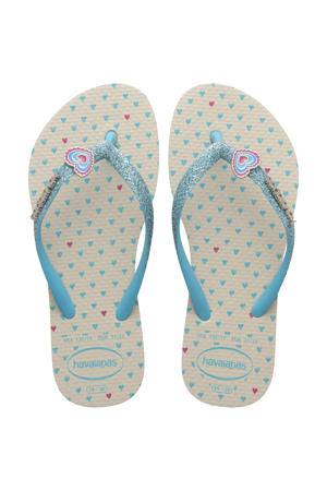 teenslippers blauw/wit