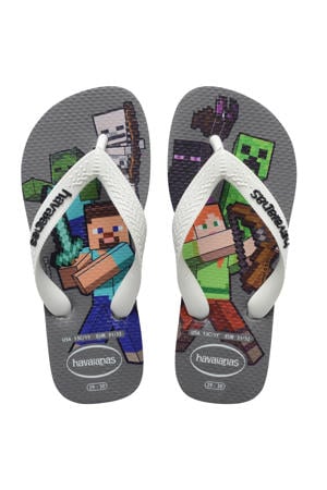 Minecraft teenslippers grijs