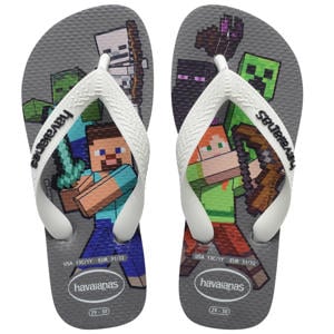Minecraft teenslippers grijs