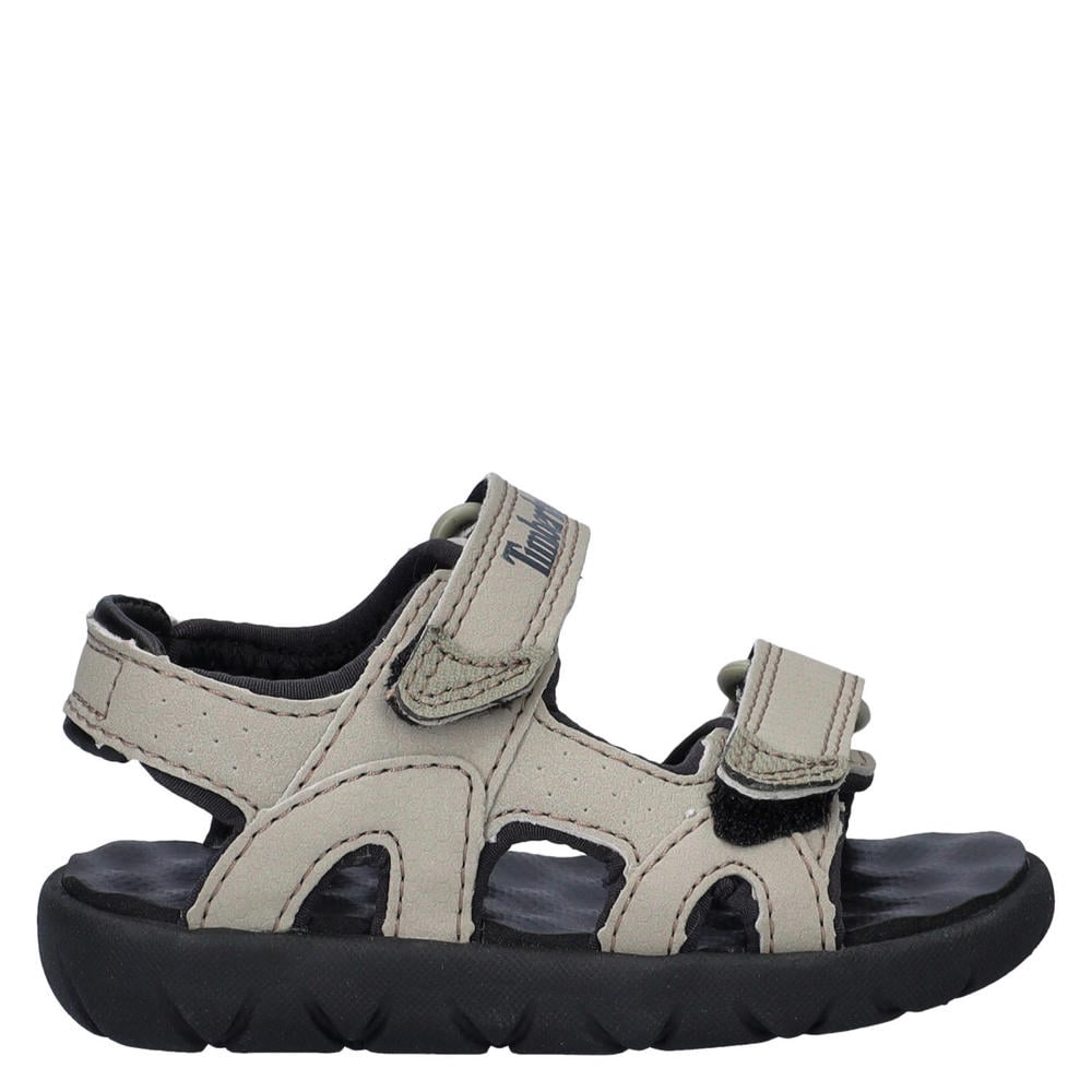 Beige jongens Timberland sandalen van imitatieleer met klittenband