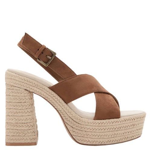 MANGO TEEN espadrille sandalen bruin Meisjes Imitatieleer