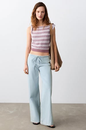 low waist wide leg jeans light blue denim
