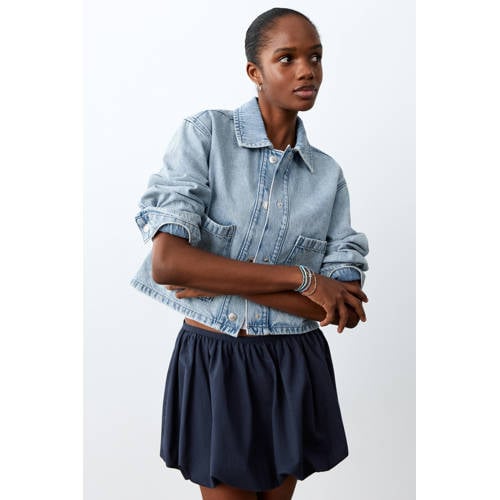 MANGO TEEN denim spijkerjas light blue denim Blauw Effen