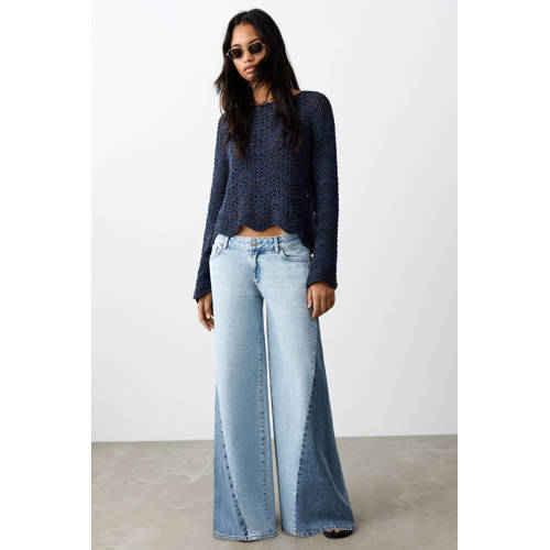 MANGO TEEN low waist wide leg jeans light blue denim Blauw Meerkleurig