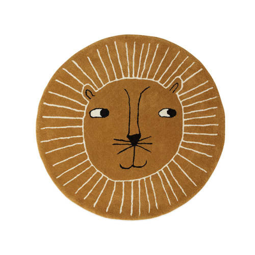 OYOY Mini vloerkleed Lion (95x95 cm) Bruin Dierenprint afbeelding