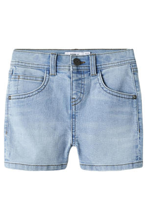 straight casual short light blue denim