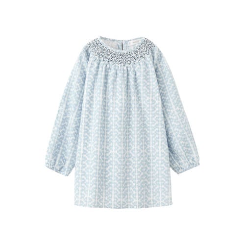 Mango Kids blousejurk lichtblauw Meisjes Katoen Ronde hals All over print - maat 104 afbeelding