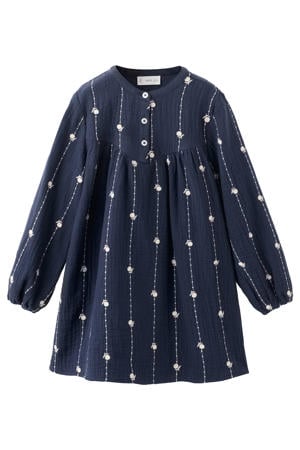 gebloemde blousejurk donkerblauw