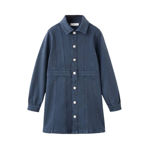 Mango Kids denim spijkerjurk dark blue denim Blauw Effen
