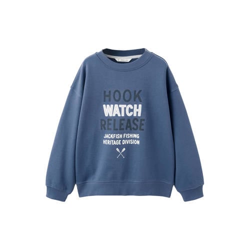 Mango Kids sweater blauw Tekst