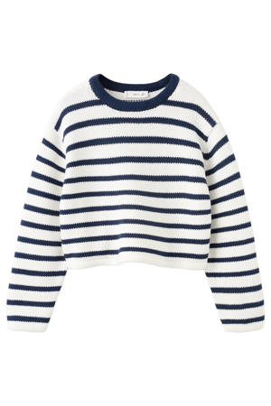 gestreepte trui ronde hals donkerblauw