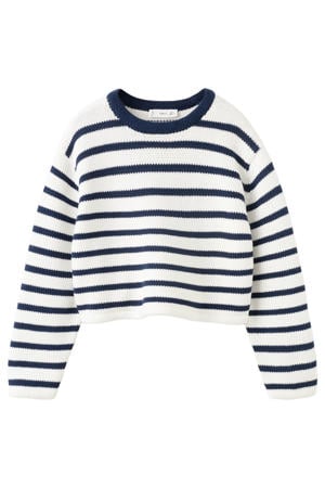 gestreepte trui ronde hals donkerblauw
