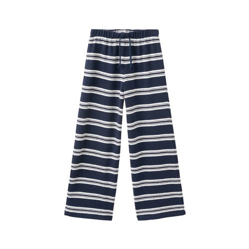 Mango Kids gestreepte casual broek donkerblauw gebreid Meisjes Polyester